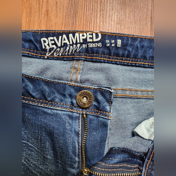 REVAMPED distressed blue denim size large - Picture 2 of 4